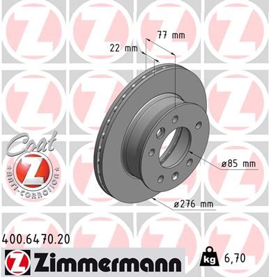 Stabdžių diskas ZIMMERMANN 400.6470.20