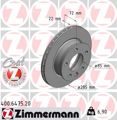 Brake Disc ZIMMERMANN 400.6475.20