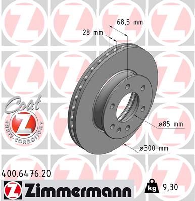 Гальмівний диск ZIMMERMANN 400.6476.20