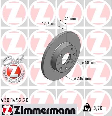 Brake Disc ZIMMERMANN 430.1452.20