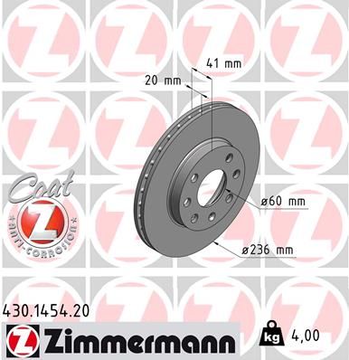 Brake Disc ZIMMERMANN 430.1454.20