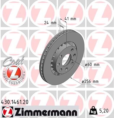 Stabdžių diskas ZIMMERMANN 430.1461.20