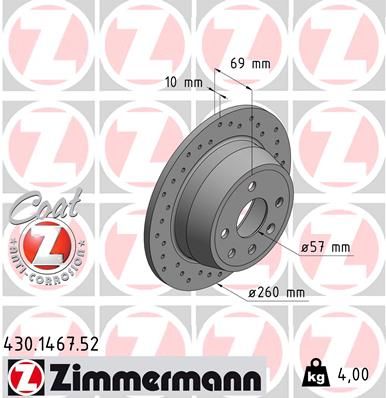 Stabdžių diskas ZIMMERMANN 430.1467.52