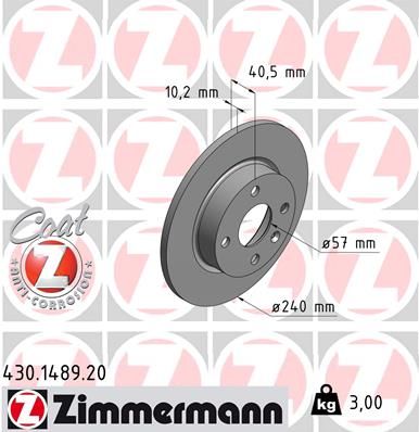 Stabdžių diskas ZIMMERMANN 430.1489.20