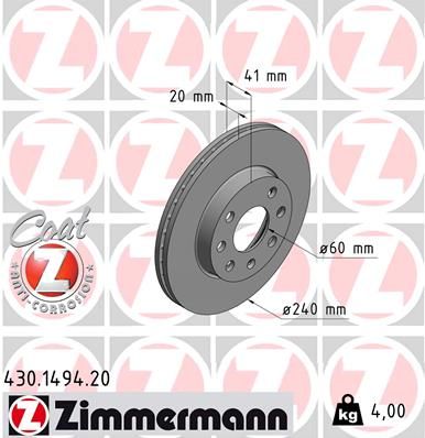 Гальмівний диск ZIMMERMANN 430.1494.20