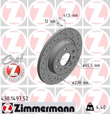 Stabdžių diskas ZIMMERMANN 430.1497.52