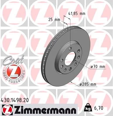 Stabdžių diskas ZIMMERMANN 430.1498.20