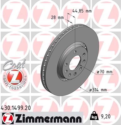 Stabdžių diskas ZIMMERMANN 430.1499.20