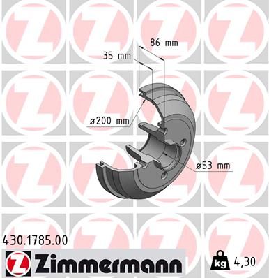 Brake Drum ZIMMERMANN 430.1785.00