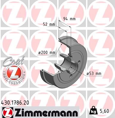 Гальмівний барабан ZIMMERMANN 430.1786.20