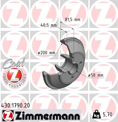 Stabdžių būgnas ZIMMERMANN 430.1790.20