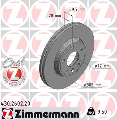 Гальмівний диск ZIMMERMANN 430.2602.20