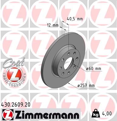 Brake Disc ZIMMERMANN 430.2609.20