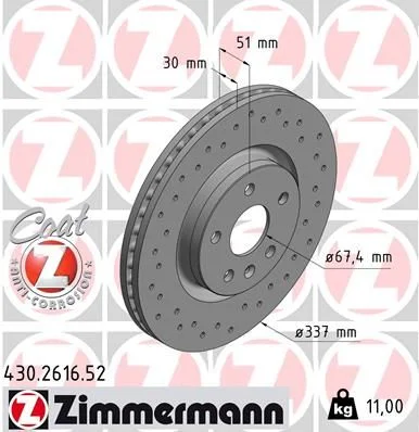 Гальмівний диск ZIMMERMANN 430.2616.52