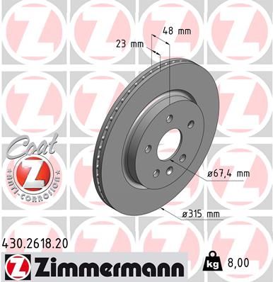 Гальмівний диск ZIMMERMANN 430.2618.20