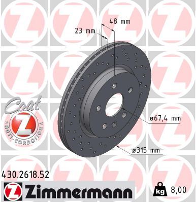 Гальмівний диск ZIMMERMANN 430.2618.52