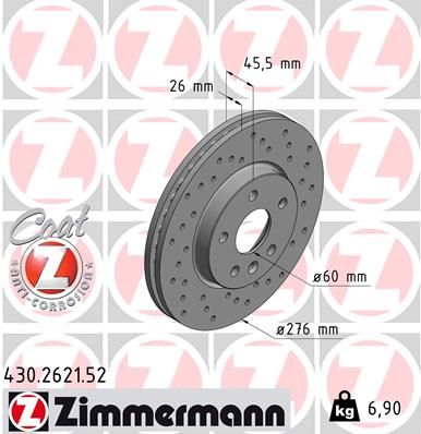 Гальмівний диск ZIMMERMANN 430.2621.52