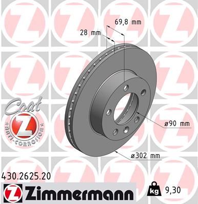 Brake Disc ZIMMERMANN 430.2625.20