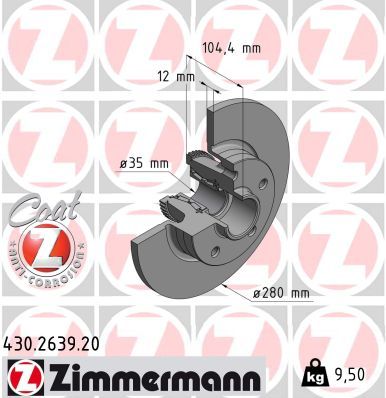 Stabdžių diskas ZIMMERMANN 430.2639.20