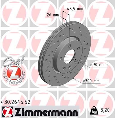 Brake Disc ZIMMERMANN 430.2645.52