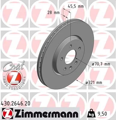 Stabdžių diskas ZIMMERMANN 430.2646.20