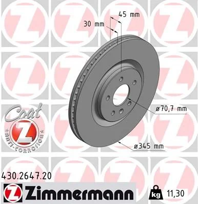 Гальмівний диск ZIMMERMANN 430.2647.20