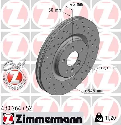 Гальмівний диск ZIMMERMANN 430.2647.52