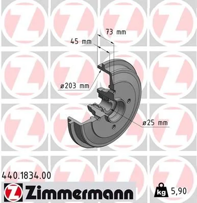 Stabdžių būgnas ZIMMERMANN 440.1834.00