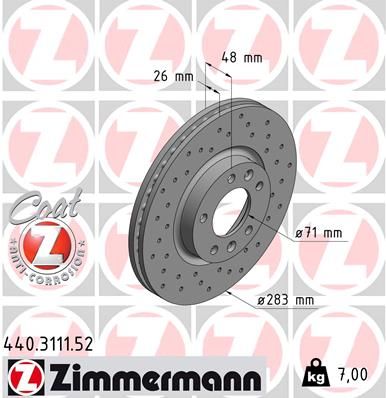 Stabdžių diskas ZIMMERMANN 440.3111.52