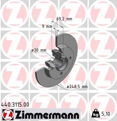 Stabdžių diskas ZIMMERMANN 440.3115.00