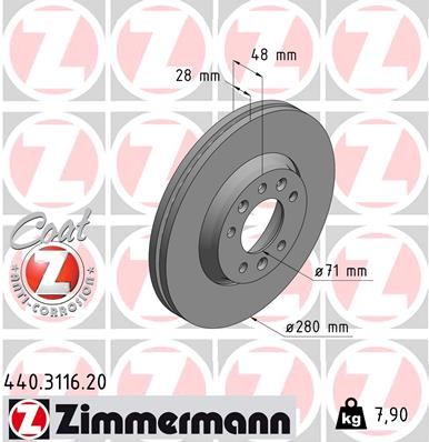 Гальмівний диск ZIMMERMANN 440.3116.20