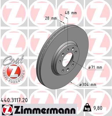 Гальмівний диск ZIMMERMANN 440.3117.20