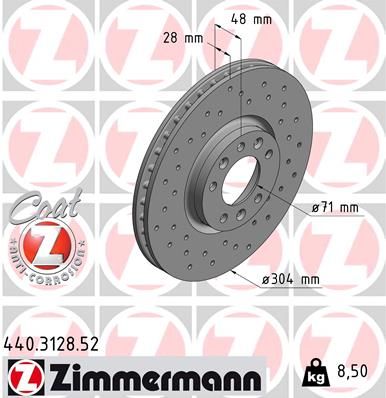 Stabdžių diskas ZIMMERMANN 440.3128.52