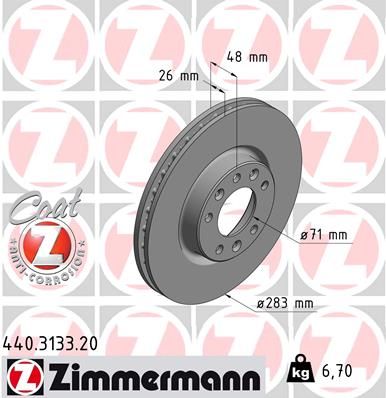 Stabdžių diskas ZIMMERMANN 440.3133.20