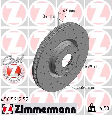Stabdžių diskas ZIMMERMANN 450.5212.52