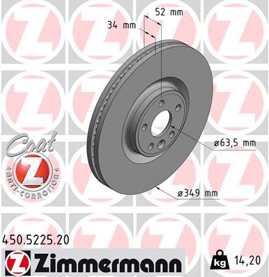 Stabdžių diskas ZIMMERMANN 450.5225.20