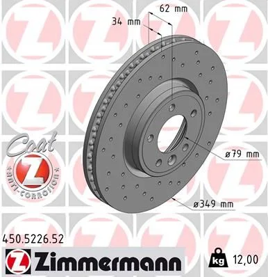 Stabdžių diskas ZIMMERMANN 450.5226.52