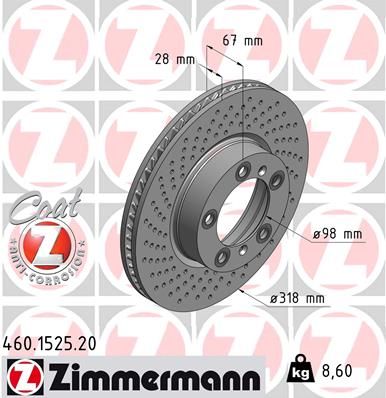 Stabdžių diskas ZIMMERMANN 460.1525.20