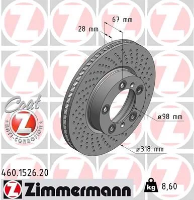 Гальмівний диск ZIMMERMANN 460.1526.20