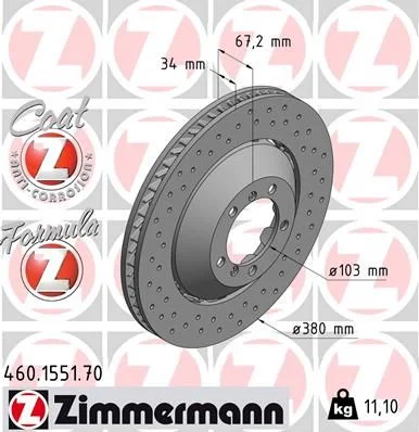 Stabdžių diskas ZIMMERMANN 460.1551.70