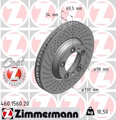 Stabdžių diskas ZIMMERMANN 460.1560.20