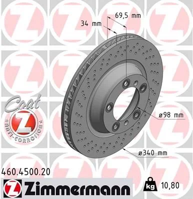 Stabdžių diskas ZIMMERMANN 460.4501.20