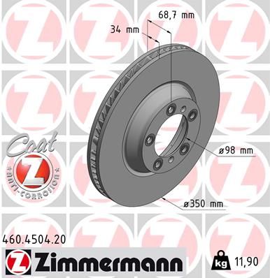 Stabdžių diskas ZIMMERMANN 460.4504.20