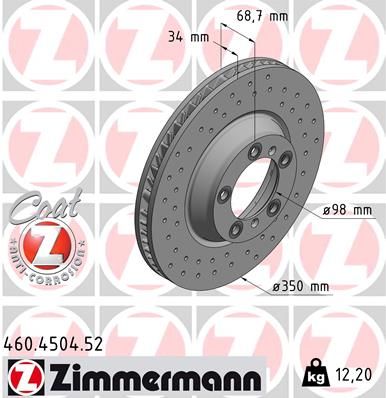 Stabdžių diskas ZIMMERMANN 460.4504.52