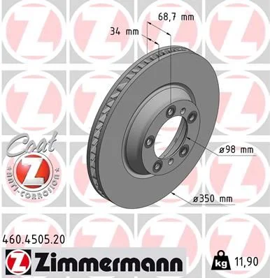 Stabdžių diskas ZIMMERMANN 460.4505.20