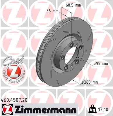 Stabdžių diskas ZIMMERMANN 460.4507.20