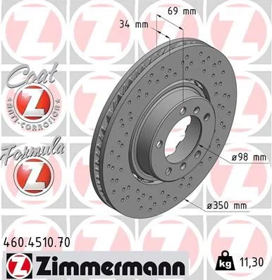 Stabdžių diskas ZIMMERMANN 460.4510.70