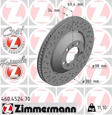 Stabdžių diskas ZIMMERMANN 460.4524.70