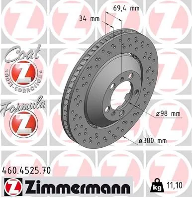 Stabdžių diskas ZIMMERMANN 460.4525.70