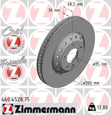 Stabdžių diskas ZIMMERMANN 460.4528.75